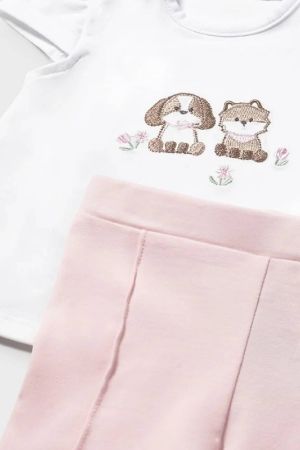 Mayoral Yazlık Kız Bebek Bluz Tayt Ceket 3'lü Set Pembe - Thumbnail