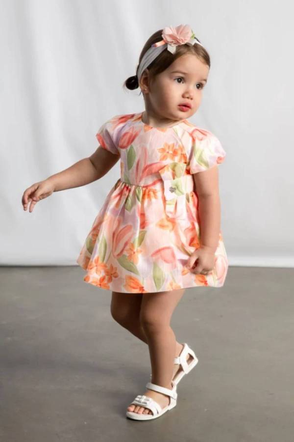 Mayoral Yazlık Kız Bebek Çiçek Desenli Elbise Pembe