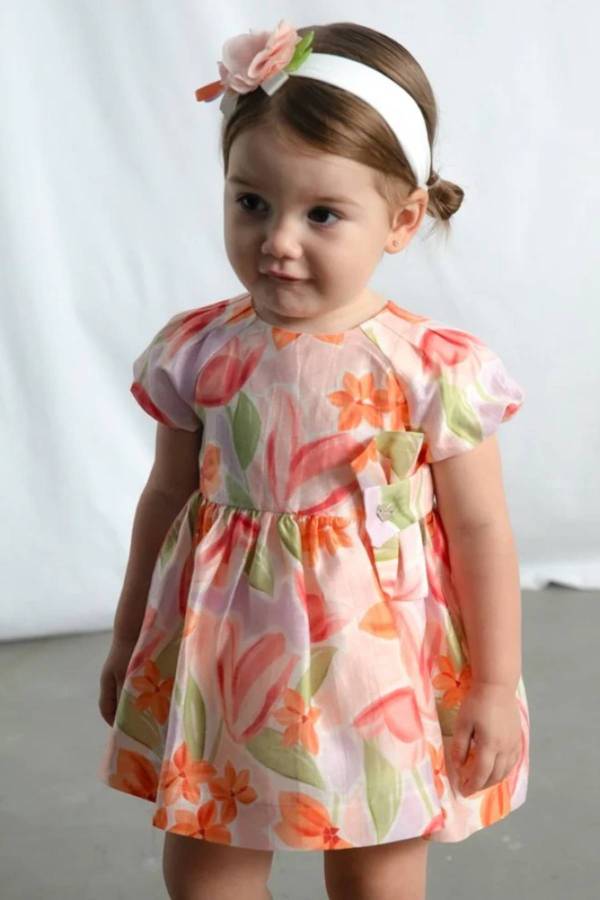 Mayoral Yazlık Kız Bebek Çiçek Desenli Elbise Pembe