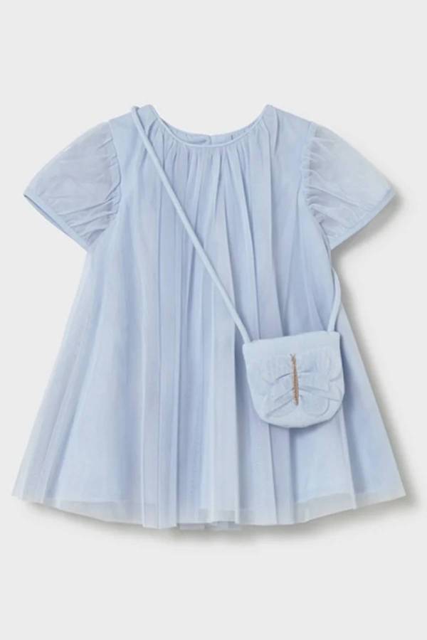 Mayoral Yazlık Kız Bebek Elbise Çanta Set Mavi