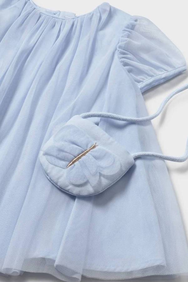 Mayoral Yazlık Kız Bebek Elbise Çanta Set Mavi