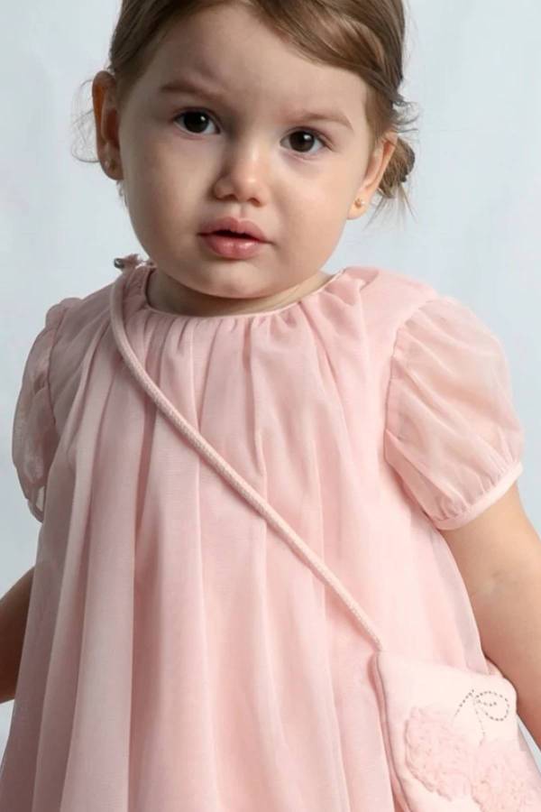 Mayoral Yazlık Kız Bebek Elbise Çanta Set Pembe