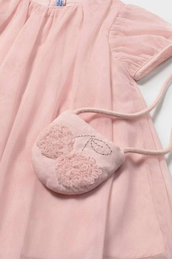Mayoral Yazlık Kız Bebek Elbise Çanta Set Pembe
