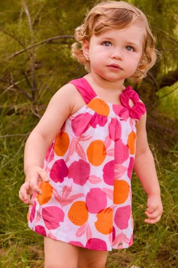 Mayoral Yazlık Kız Bebek Elbise Koyu Pembe