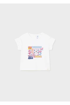 Mayoral Yazlık Kız Bebek Kısa Kol T-shirt Beyaz - Thumbnail