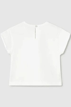 Mayoral Yazlık Kız Bebek Kısa Kol T-shirt Beyaz - Thumbnail