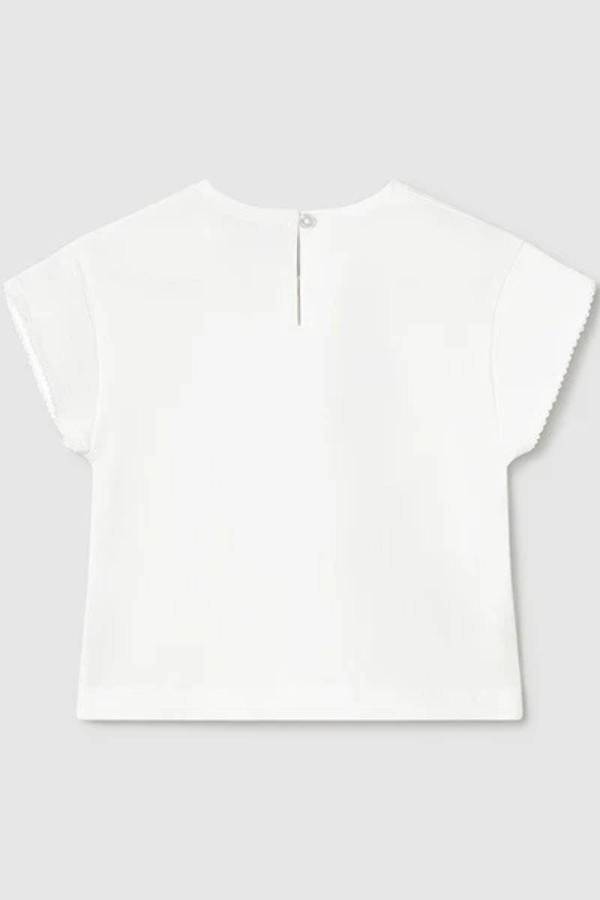 Mayoral Yazlık Kız Bebek Kısa Kol T-shirt Beyaz