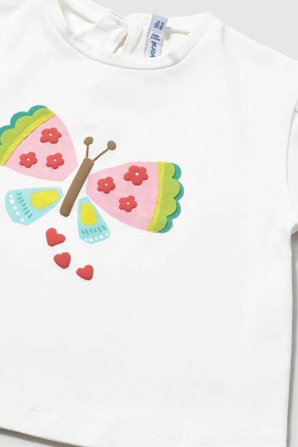 Mayoral Yazlık Kız Bebek Kısa Kol T-shirt Beyaz