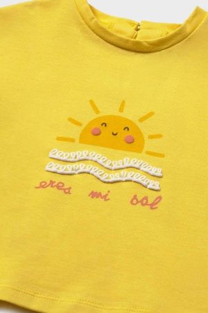 Mayoral Yazlık Kız Bebek Kısa Kol T-shirt Sarı - Thumbnail
