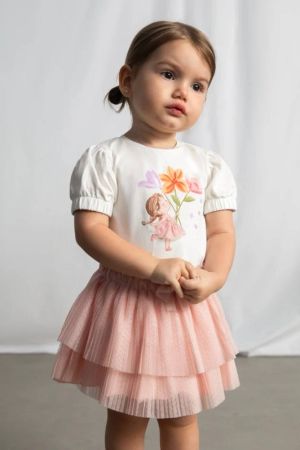 Mayoral - Mayoral Yazlık Kız Bebek Pileli Tül Etek Pembe