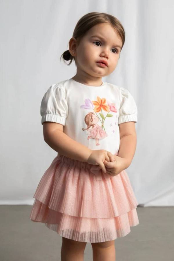 Mayoral Yazlık Kız Bebek Pileli Tül Etek Pembe