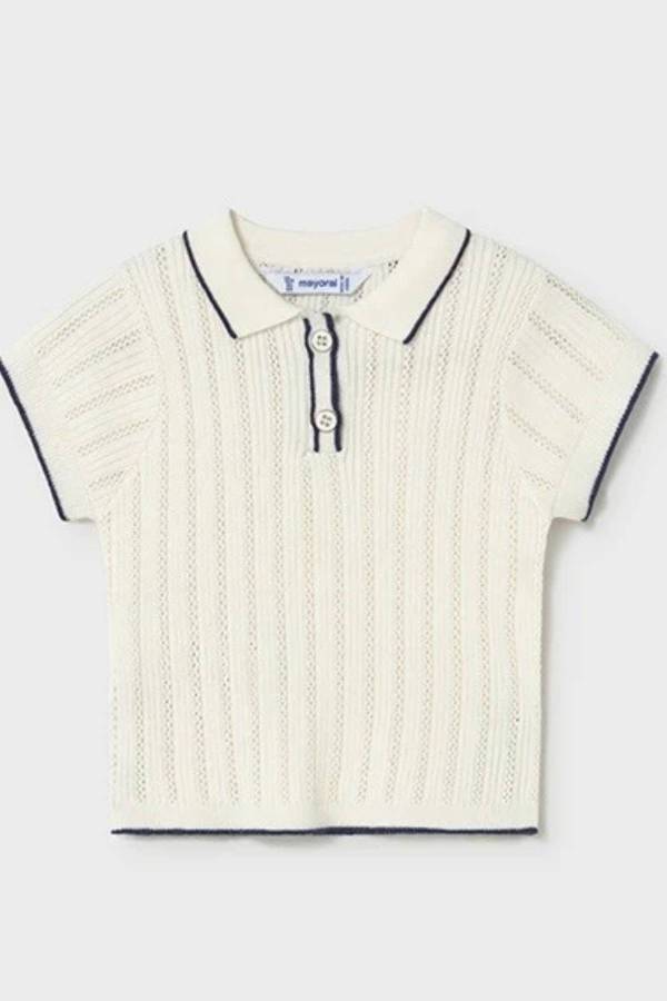 Mayoral Yazlık Kız Bebek Polo Yaka Bluz Ekru