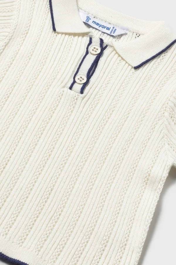 Mayoral Yazlık Kız Bebek Polo Yaka Bluz Ekru