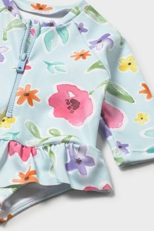 Mayoral Yazlık Kız Bebek Tulum Mayo Şapka 2'li Set Mavi - Thumbnail