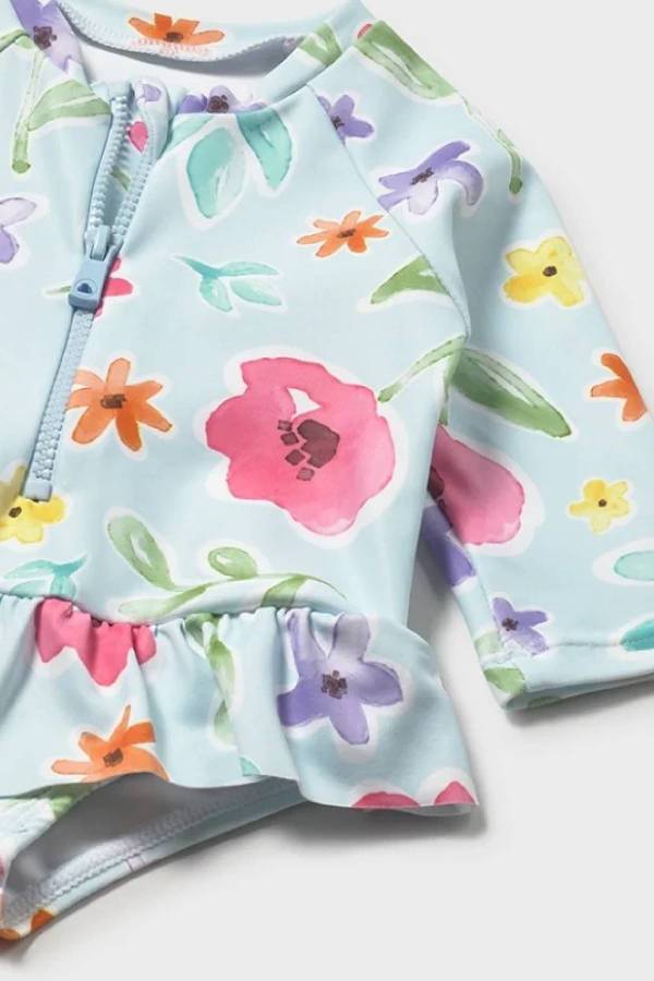 Mayoral Yazlık Kız Bebek Tulum Mayo Şapka 2'li Set Mavi