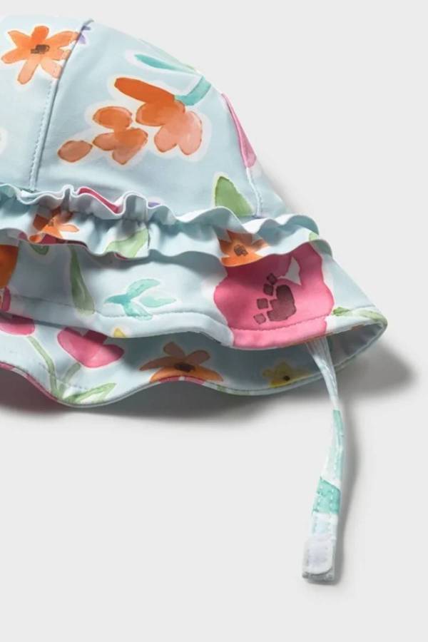 Mayoral Yazlık Kız Bebek Tulum Mayo Şapka 2'li Set Mavi