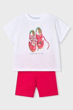 Mayoral Yazlık Kız Bluz Kısa Tayt 2'li Set Turuncu - Thumbnail