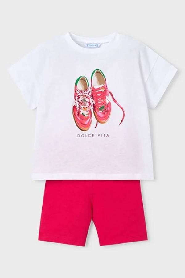 Mayoral Yazlık Kız Bluz Kısa Tayt 2'li Set Turuncu