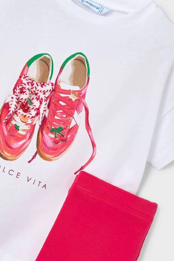 Mayoral Yazlık Kız Bluz Kısa Tayt 2'li Set Turuncu