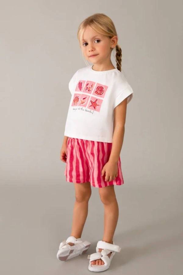 Mayoral Yazlık Kız Bluz Şort 2'li Set Kırmızı