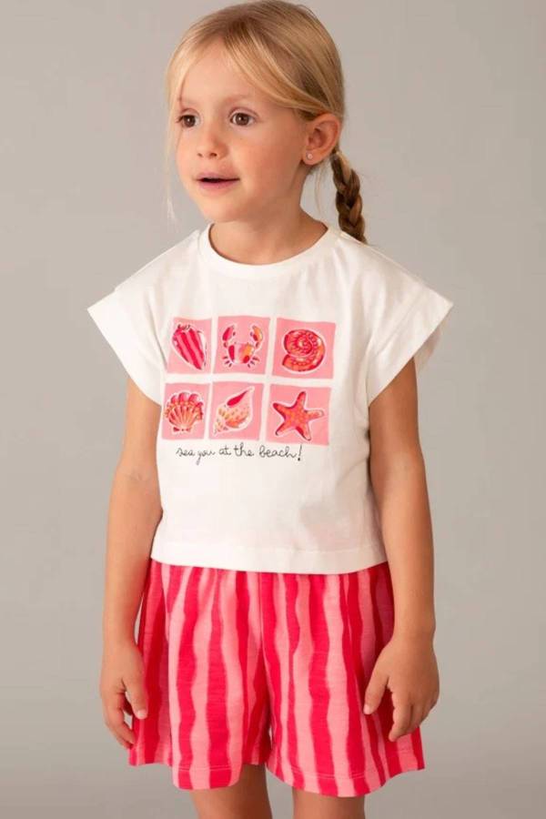Mayoral Yazlık Kız Bluz Şort 2'li Set Kırmızı