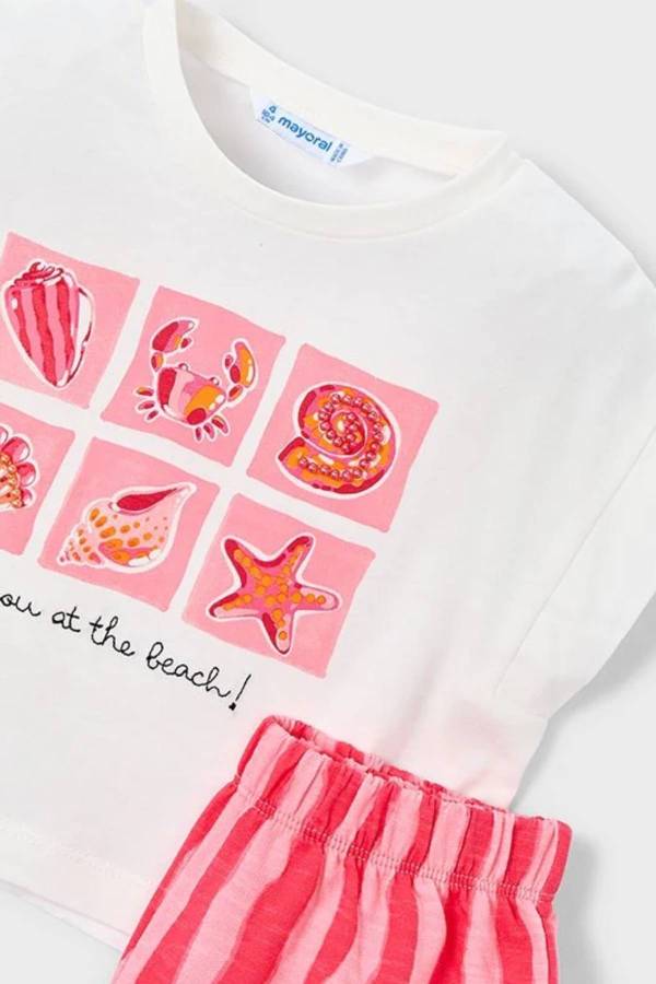 Mayoral Yazlık Kız Bluz Şort 2'li Set Kırmızı