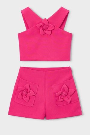 Mayoral Yazlık Kız Bluz Şort Set Kırmızı - Thumbnail