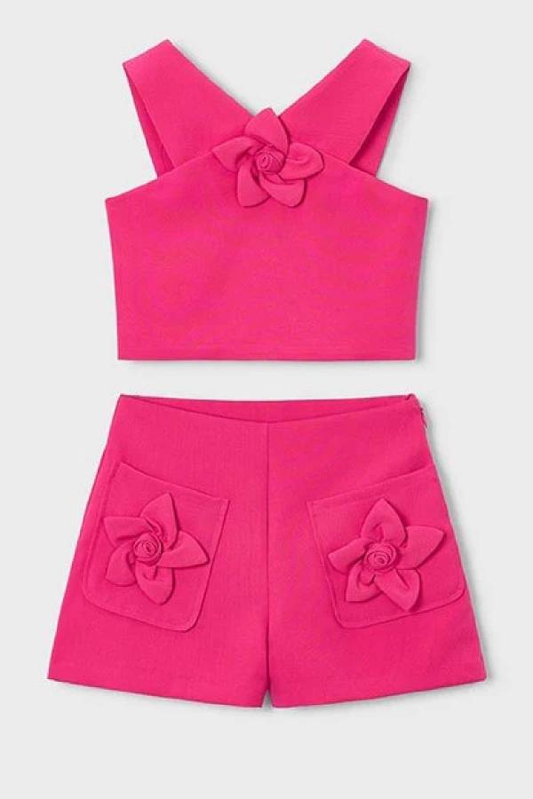 Mayoral Yazlık Kız Bluz Şort Set Kırmızı