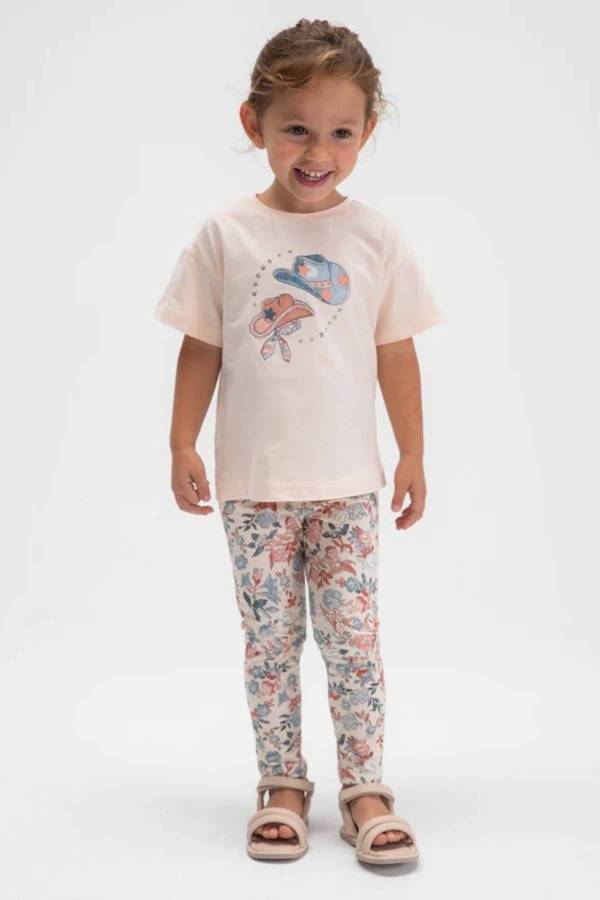 Mayoral Yazlık Kız Bluz Tayt 2'li Set Somon