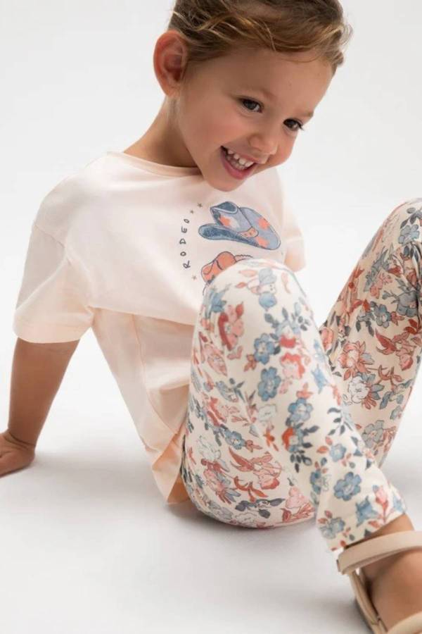 Mayoral Yazlık Kız Bluz Tayt 2'li Set Somon