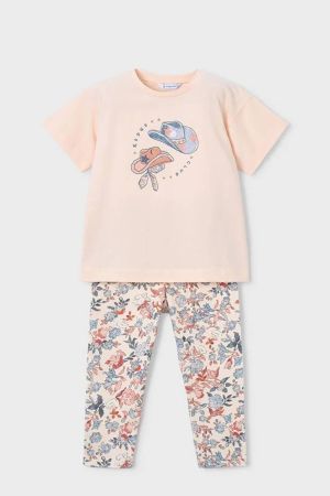 Mayoral Yazlık Kız Bluz Tayt 2'li Set Somon - Thumbnail