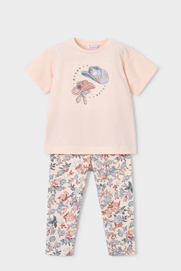 Mayoral Yazlık Kız Bluz Tayt 2'li Set Somon