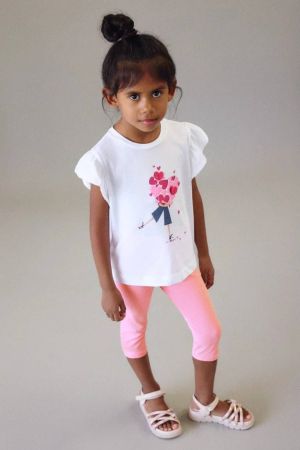 Mayoral - Mayoral Yazlık Kız Bluz Tayt 3'lü Set Pembe