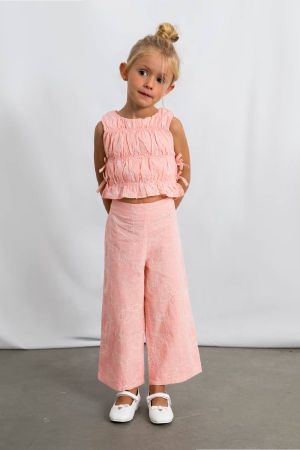 Mayoral - Mayoral Yazlık Kız Çocuk Keten Pantolon Crop Takım