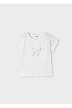 Mayoral Yazlık Kız Çocuk Kısa Kol T-shirt Beyaz - Thumbnail