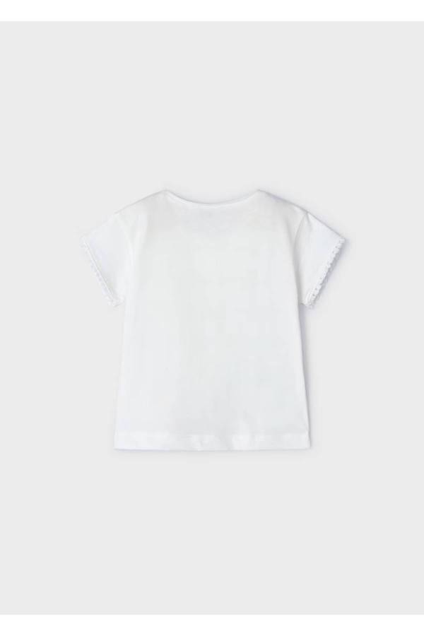Mayoral Yazlık Kız Çocuk Kısa Kol T-shirt Beyaz