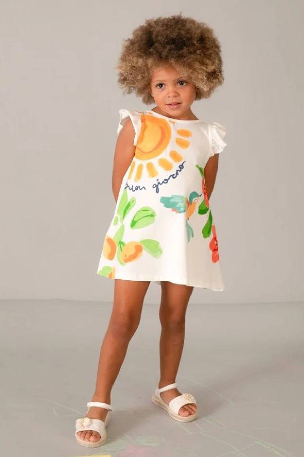 Mayoral Yazlık Kız Elbise Ekru