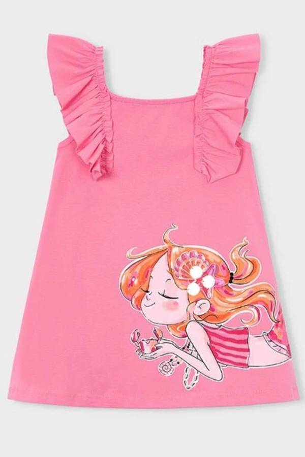Mayoral Yazlık Kız Figürlü Elbise Pembe