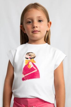 Mayoral - Mayoral Yazlık Kız Kısa Kol Figürlü T-shirt