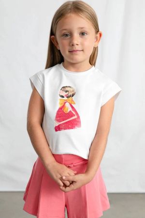 Mayoral Yazlık Kız Kısa Kol Figürlü T-shirt - Thumbnail