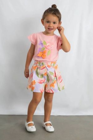 Mayoral Yazlık Kız Kısa Kol T-shirt Somon - Thumbnail
