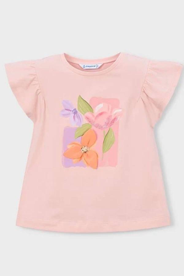 Mayoral Yazlık Kız Kısa Kol T-shirt Somon