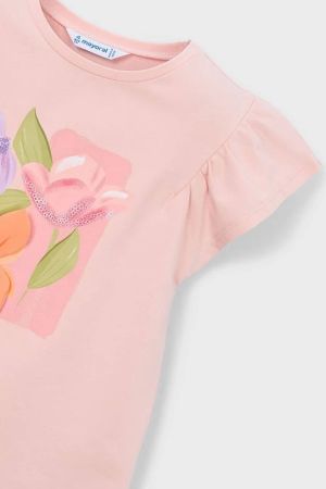 Mayoral Yazlık Kız Kısa Kol T-shirt Somon - Thumbnail