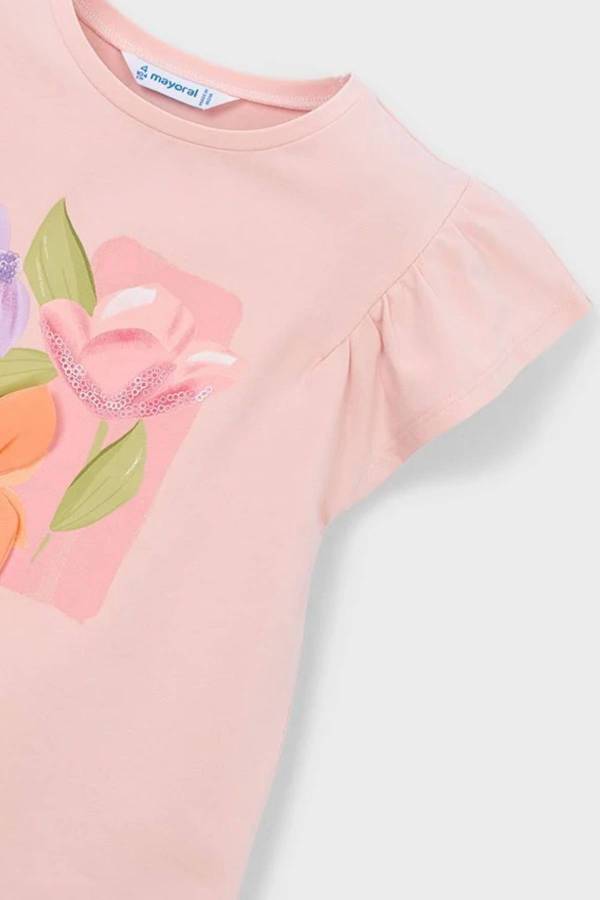 Mayoral Yazlık Kız Kısa Kol T-shirt Somon
