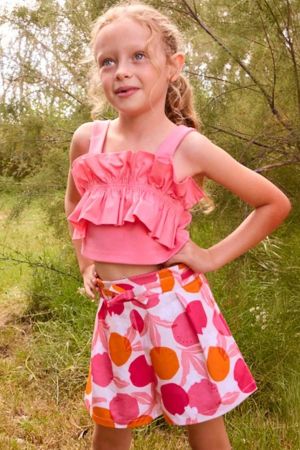 Mayoral - Mayoral Yazlık Kız Şort Etek Turuncu