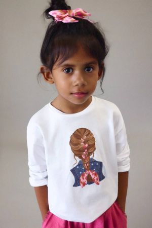 Mayoral - Mayoral Yazlık Kız Uzun Kol T-shirt Ekru