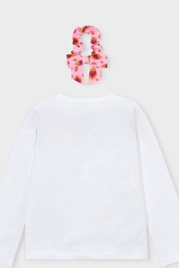 Mayoral Yazlık Kız Uzun Kol T-shirt Ekru