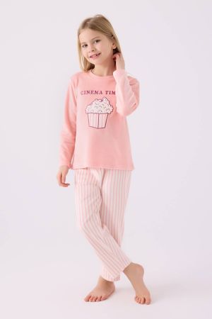 Rolypoly Kışlık Kız Çocuk Pop Corn Pijama Takımı - Thumbnail