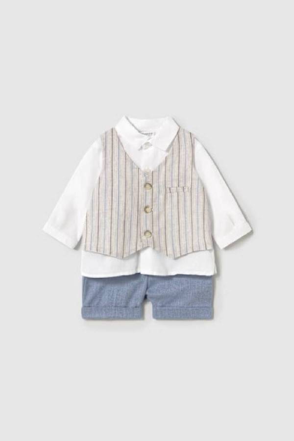 Yazlık Bebek Gömlek Şort 3'lü Set