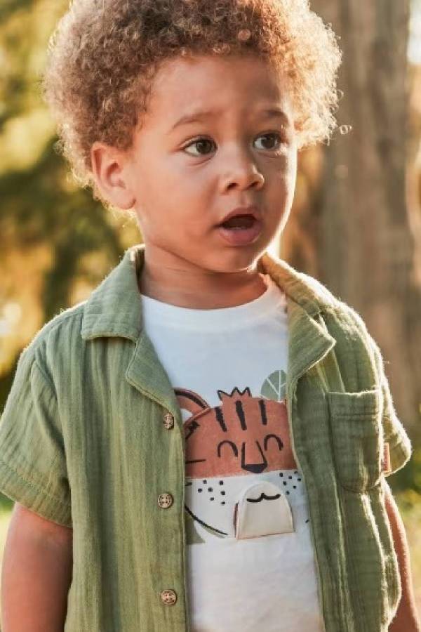 Yazlık Erkek Bebek Kaplan Baskılı T-shirt